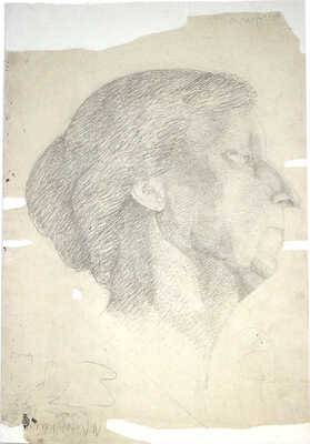 Ломакина Мария Владимировна. Мужской портрет в мастерской К.С. Петрова-Водкина. На оборотной стороне женский портрет